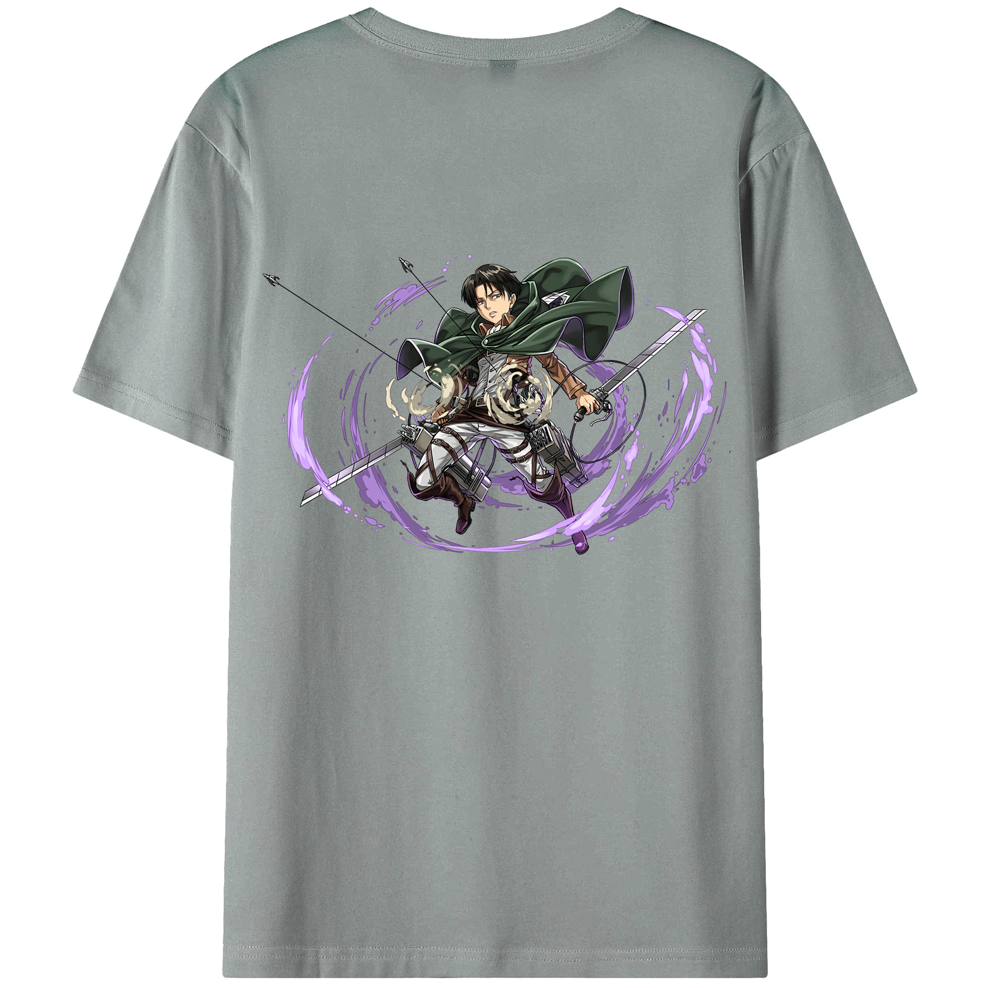 （画像用） 進撃の巨人 リヴァイ·アッカーマン Attack on Titan Levi Ackerman 綿100％ メンズ半袖Tシャツ（バックプリント） 通気性